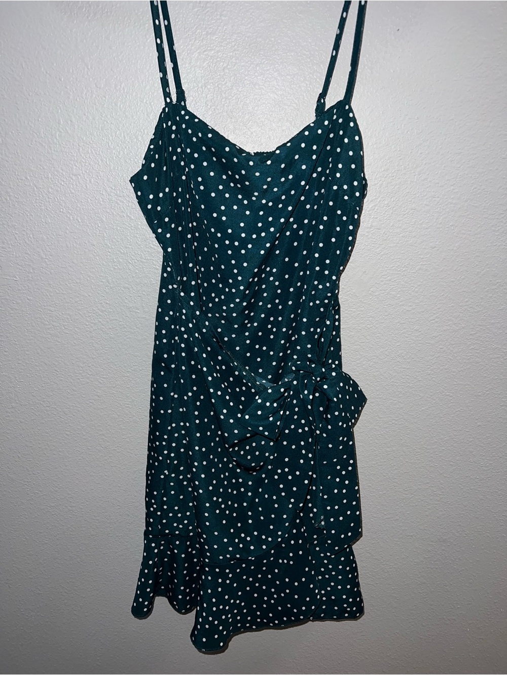 Princess Polly Teal Green Polka Dot Cowl Neck Mini Dress